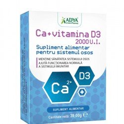Calciu + Vitamina D3, 30 comprimate - Adya Green Pharma