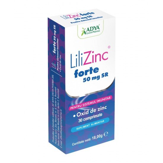 Zinc forte 50 mg Lili, 30 comprimate - Adya Green Pharma