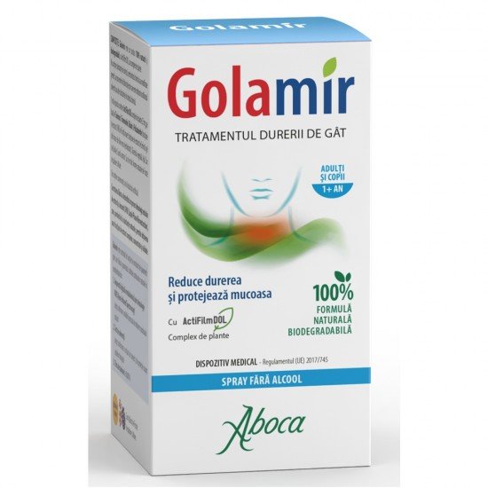 Spray pentru copii si adulti fara alcool Golamir 2Act, 30 ml - Aboca