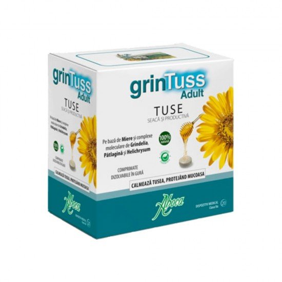 GrinTuss Adult pentru tuse seaca si productiva, 20 comprimate - Aboca