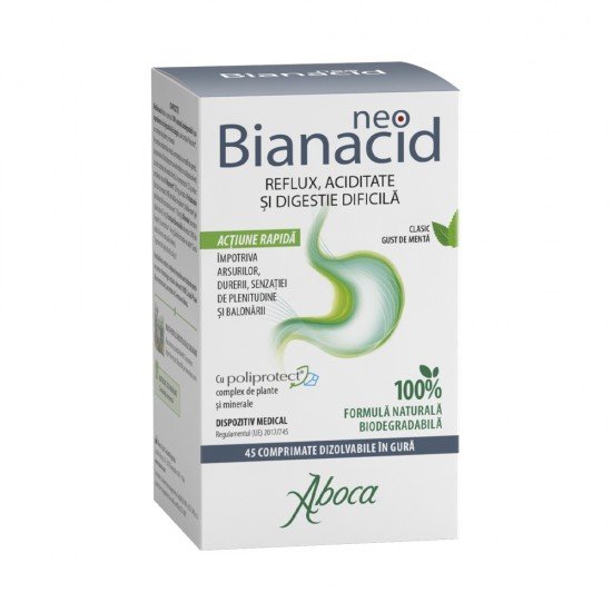 NeoBianacid cu poliprotect pentru aciditate si reflux, 45 comprimate - Aboca