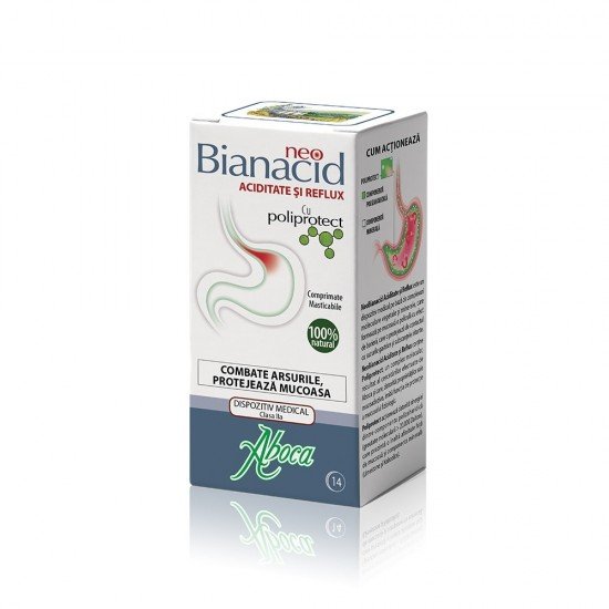 NeoBianacid cu poliprotect pentru aciditate si reflux, 14 comprimate - Aboca