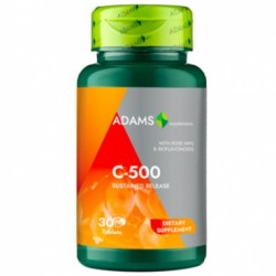 Vitamina C-500mg cu macese, 30 tablete, Adams