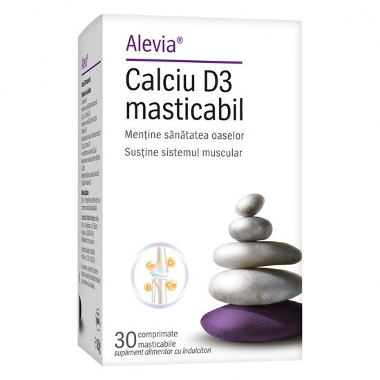 Calciu D3 masticabil, 30 comprimate - Alevia