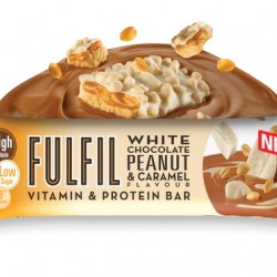 Batoane proteice + Vitamine, White choco peanut caramel, 20g proteine/baton + 9 vitamine, 15batoane/cutie - Fulfil Nutrition