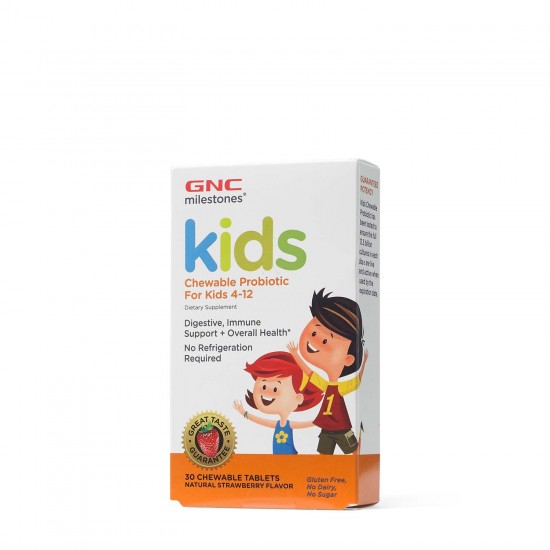Milestones Probiotice Masticabile pentru copii 4-12 ani cu aroma de capsuni, 30 tablete - GNC