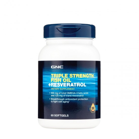 Triple Strength Ulei de Peste si Resveratrol, 60 capsule - GNC