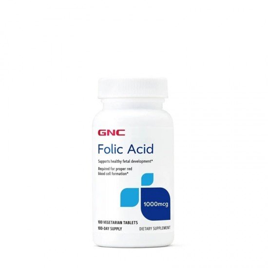 Acid folic, 1000 mcg, 100 tablete, GNC