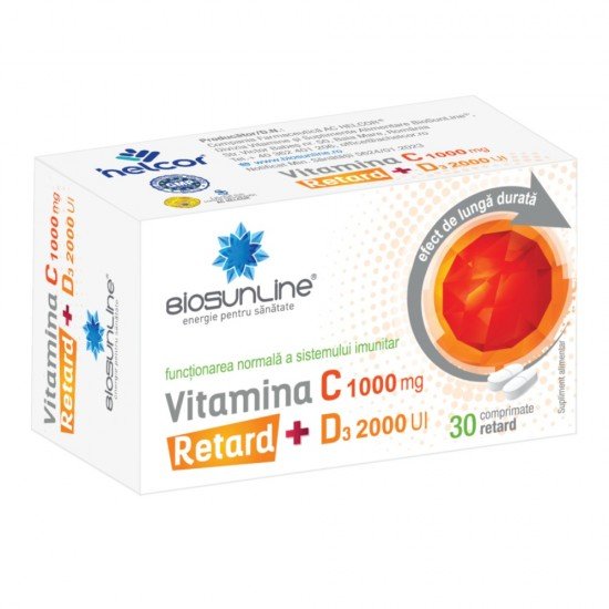 Vitamina C 1000 mg + D3 2000 UI Retard 30 caps-Helcor