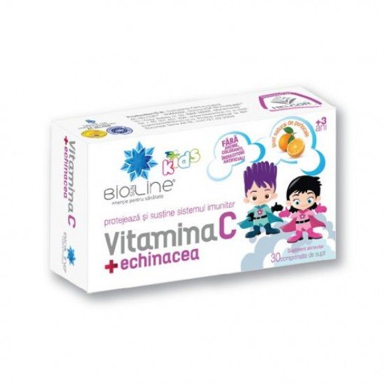 Vitamina C cu echinacea pentru copii, 30 comprimate - Helcor