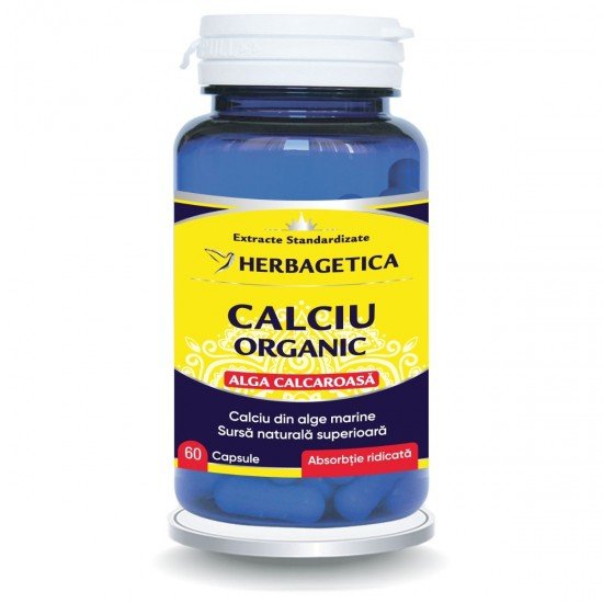 Calciu Organic cu alga calcaroasa, 30 capsule - Herbagetica