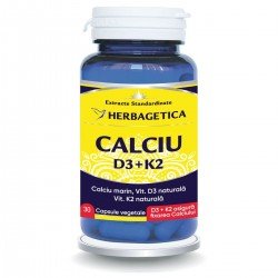 Calciu + D3 + Vitamina K2, 30 capsule - Herbagetica