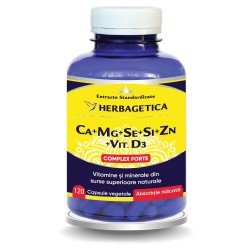 Ca+Mg+Se+Si+Zn Organice cu Vitamina D3, 120 capsule - Herbagetica