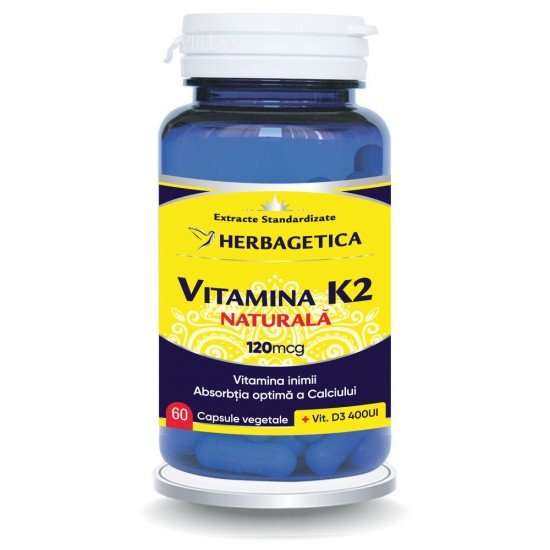 Vitamina K2 MK7 naturala 120mcg, 60 capsule - Herbagetica