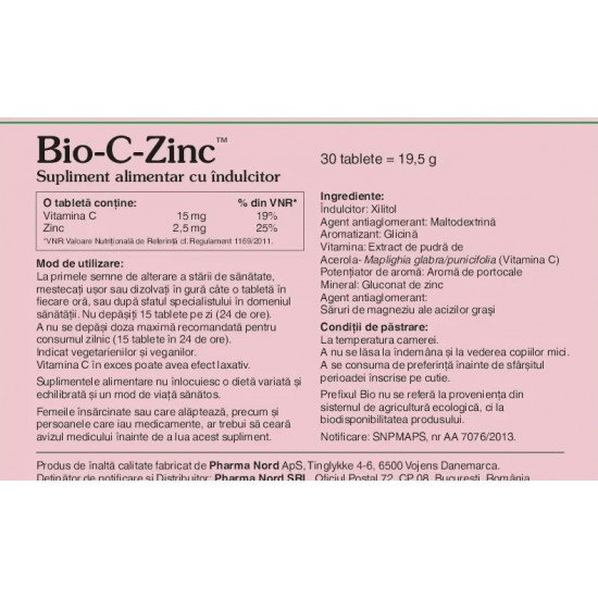 Bio-C-Zinc, 30 tablete - Pharma Nord