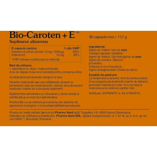 Bio-Caroten + E, 60 capsule - Pharma Nord
