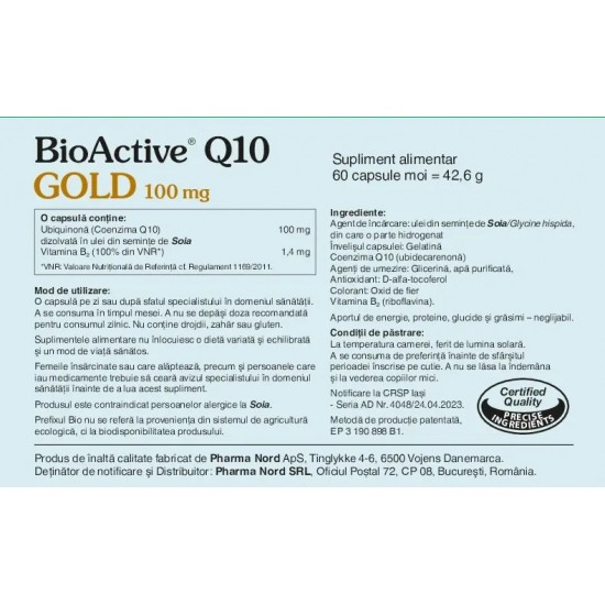 BioActive Q10 Gold 100 mg, 60 capsule - Pharma Nord