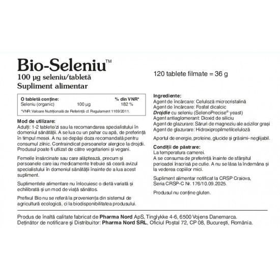 Bio-Seleniu Seleno Precise 100 mcg, 30 tablete,  Pharma Nord