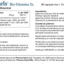 Bio-Vitamina D3 D-Pearls 20mcg, 80 capsule, Pharma Nord