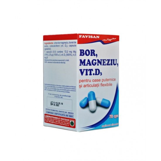 Bor, magneziu, vitamina d3, 70 capsule - Favisan