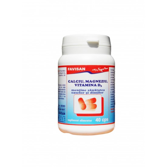 Calciu+magneziu+vit. D3, 40 capsule - Favisan