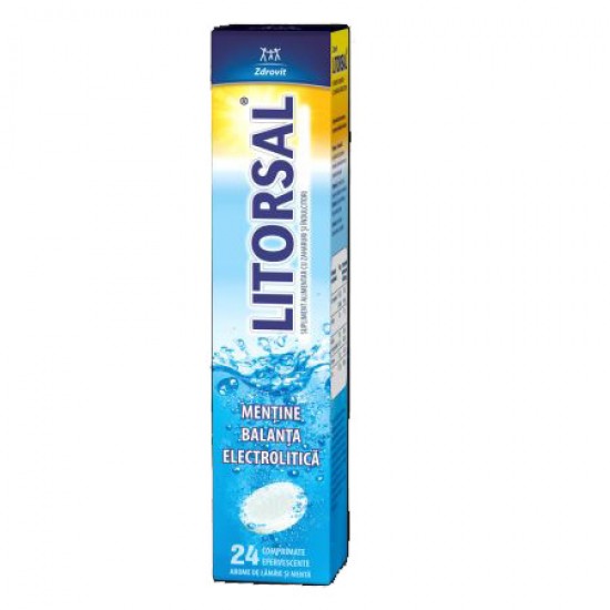 Litorsal cu aroma de menta si lamaie, 24 comprimate efervescente - Zdrovit