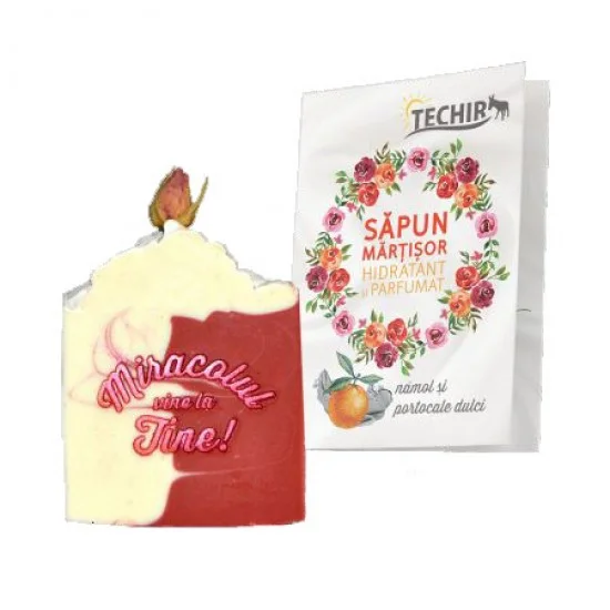 Sapun Martisor hidratant si parfumat cu namol si portocale dulci, 120 g - Techir Sapun Martisor hidratant si parfumat cu namol si portocale dulci, 120 g - Techir