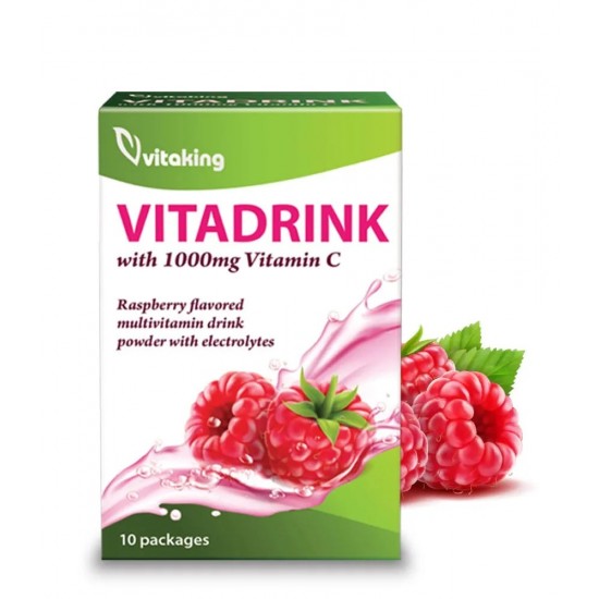 Vitadrink, bautura cu electroliti si vitamine, 10 portii cu gust de zmeura